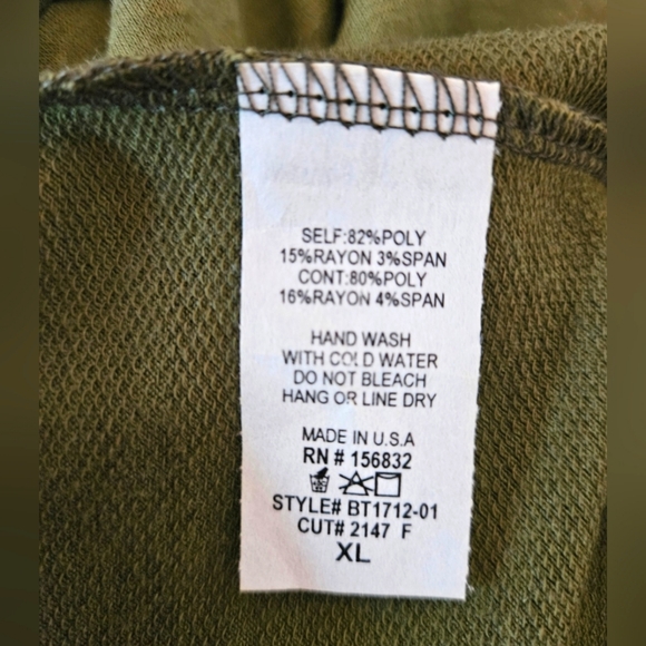 NWOT Women's Bibi Olive French Terry Pullover w/Leopard Detail XL - Picture 6 of 6